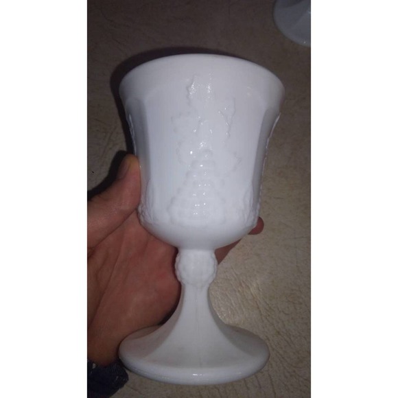 Indiana Glass Milk Glass Goblets Harvest Pattern (set of 5) - Picture 3 of 4